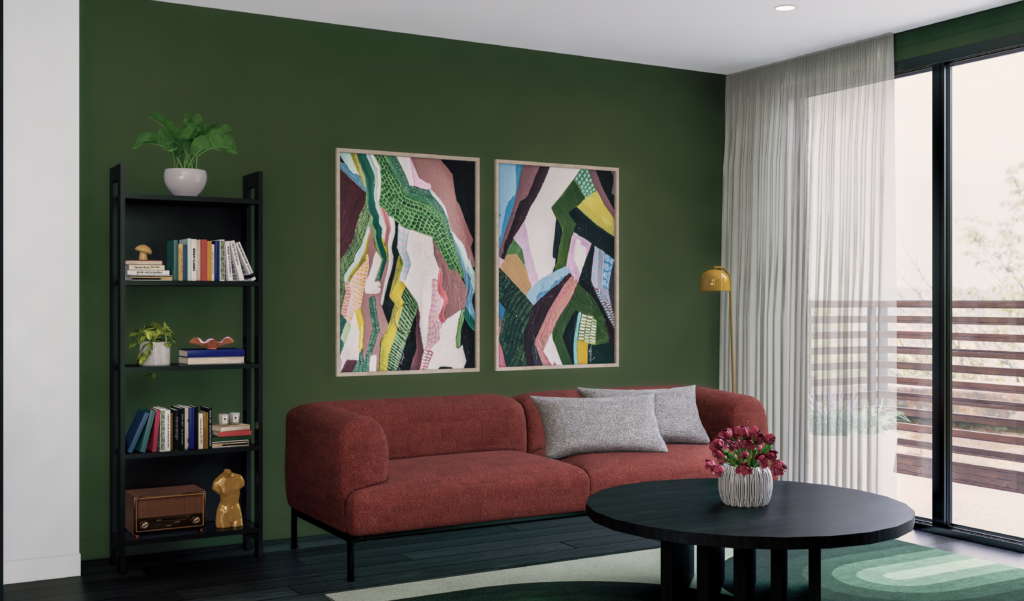Colourful Melbourne living room showing an alternative to white walls